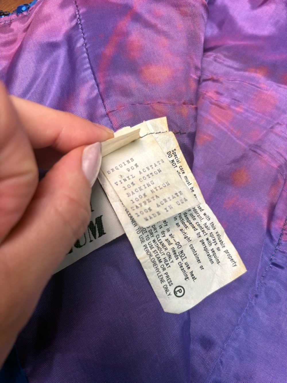 Vintage ZUM ZUM Blue/Purple Sequin Mini Spaghetti Strap Mini Dress - Picture 12 of 12